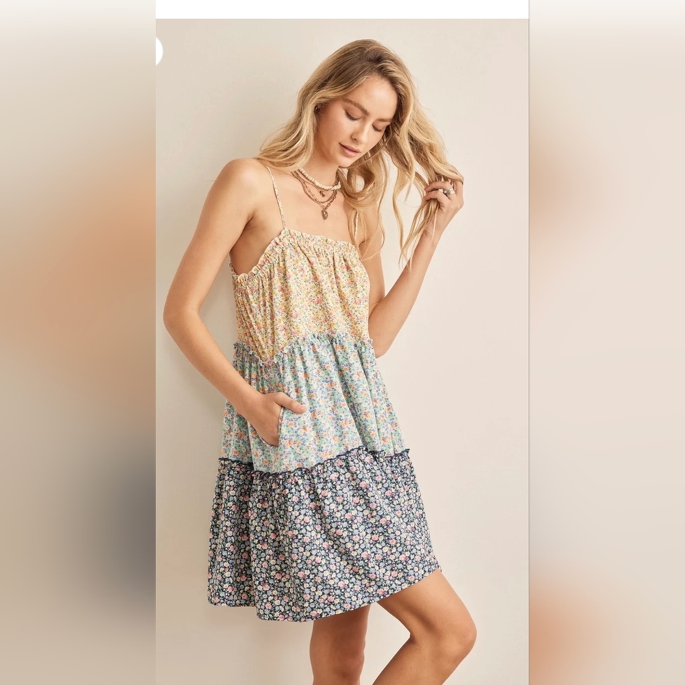 NWT In February Floral Tiered Mini Dress